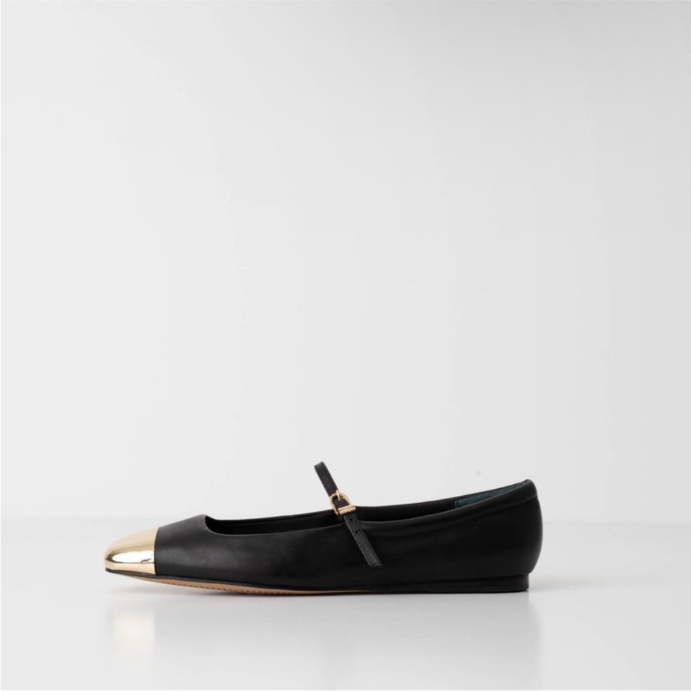 Dolce Vita Reyes Toe Cap Black and Gold Women's Ballet Flats - Picture 5 of 6